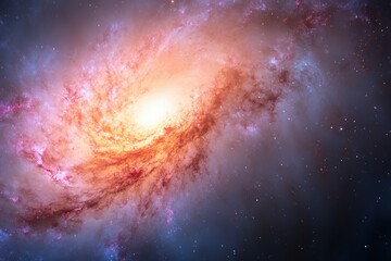 Obraz premium Celestial Canvas: A swirling, cosmic vista of a grand galaxy, with radiant colors and stardust dancing across the infinite expanse, evokes the vastness and mystery of the universe.