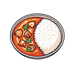 Handdrawn Delicious Curry with Rice Bowl Illustration Food Clipart