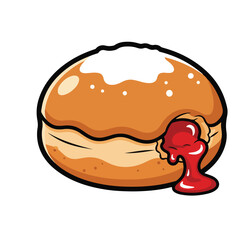 Detailed Hand Drawn Delicious Jelly Filled Donut Pastry Sweet Treat