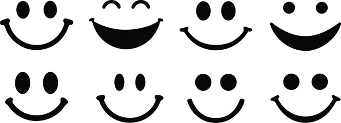 smile icon set emotion face vector
