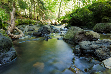Landscape of the Chiloza waterfalls in Auvergne, France