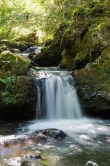 Landscape of the Chiloza waterfalls in Auvergne, France