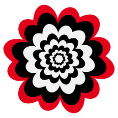 Abstract red black and white flower design