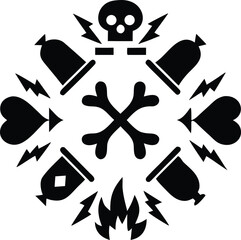 Black and white skull and crossbones vector icon set