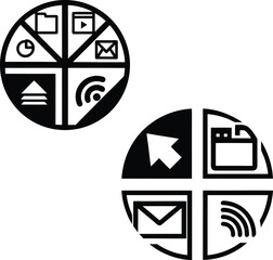 Black and white business and web icon set for design and communication