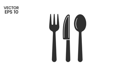 Silhouette of a Fork Knife and Spoon Utensil Set.