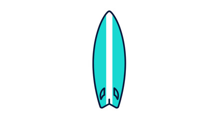 Isolated Surfboard with Blue and White Design Ready for the Waves.
