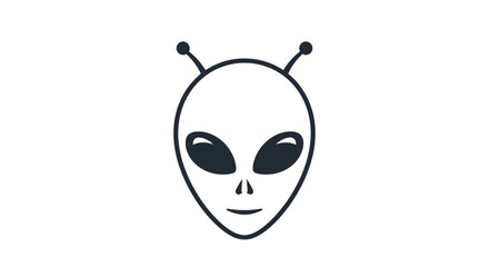 Simple Alien Head Icon with Antennae.
