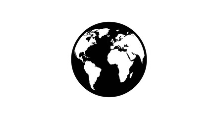 Obraz premium earth vector illustration, Simple silhouette icon of planet Earth showing continents