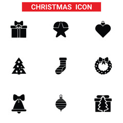 Hanging Christmas tree ball with snowflake icon. Black silhouette.Christmas ball icon. Set of christmas balls. Christmas ball icons in flat linear design.