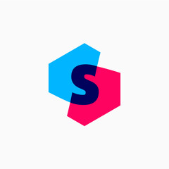 letter s mark hexagon hexagonal logo vector icon illustration