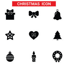 Hanging Christmas tree ball with snowflake icon. Black silhouette.Christmas ball icon. Set of christmas balls. Christmas ball icons in flat linear design.