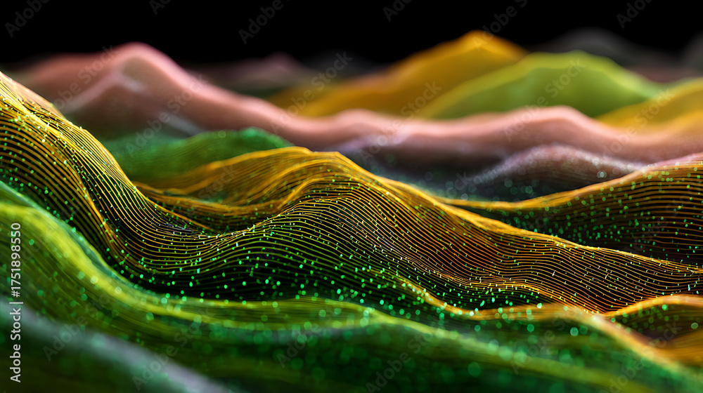 Wall mural abstract immersive multi-sensory dynamic background for ar interface with toucha