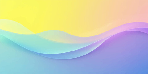 Abstract flowing wave of soft pastel colors blending yellow blue and purple gradients