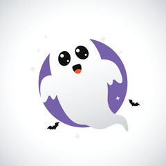 ute Cartoon Ghost – Funny Halloween Character Illustration