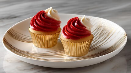 Golden Strawberry Cupcake Elegance