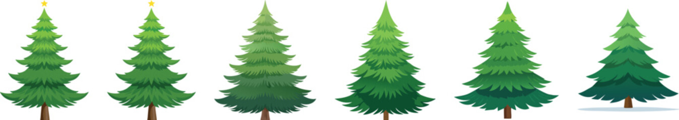  Evergreen Evolution: A captivating illustration showcases the vibrant stages of a lush green evergreen tree, from delicate sapling to a majestic presence.