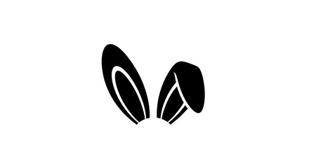 Minimalist black silhouette of rabbit ears with one ear folded over. © Rizal