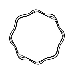 Hand Drawn Wavy Circle Frame.