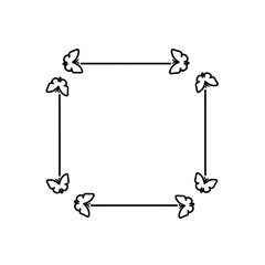 Decorative square frame with butterfly corners and arrows.