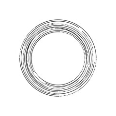 Hand drawn sketchy circle frame on a white background.