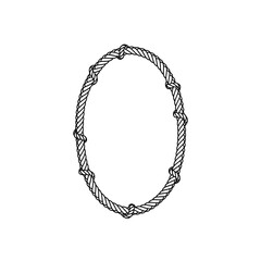 Rope Frame with Knots Nautical Border Design.