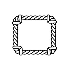 Minimalist rope border with corner knots isolated on white.