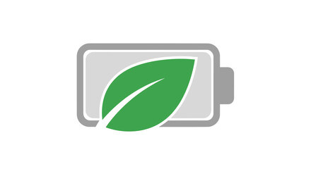 Eco-friendly battery icon with green leaf representing sustainable power.