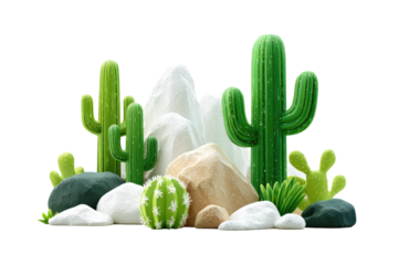 Desert landscape with cacti and rocks