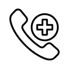 Emergency medical assistance phone call icon with plus symbol.