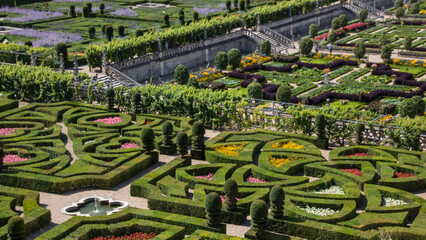 les jardins de Villandry, des jardins dans le style de la Renaissance dans la vallée de la Loire en Touraine , célèbre château de la Loire en France