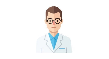 Cartoon Doctor with Glasses and White Coat Illustration.