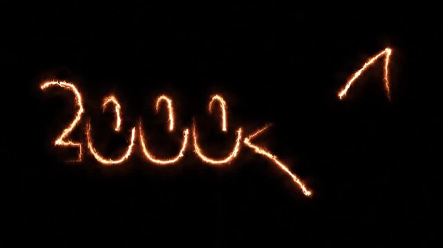 2000 K Achievement Milestone Celebration &ndash; Glowing Fire Spark Check mark Design on Dark Background