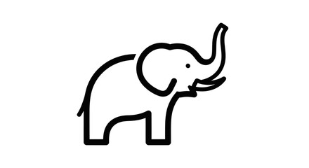 Simple Line Art Illustration of an Elephant with Raised Trunk.
