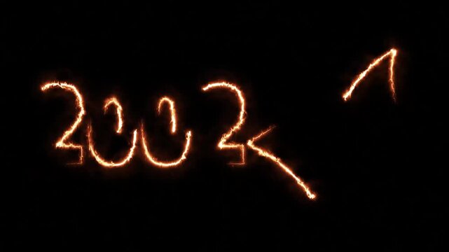 2002 K Achievement Milestone Celebration &ndash; Glowing Fire Spark Check mark Design on Dark Background