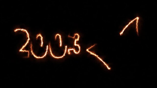 2003 K Achievement Milestone Celebration &ndash; Glowing Fire Spark Check mark Design on Dark Background