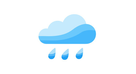 Cartoon Illustration of a Blue Cloud with Raindrops Falling.