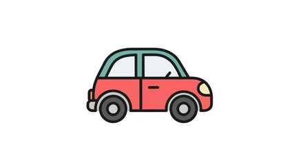 Cartoon Red Car with Teal Roof: Simple Vehicle Illustration.