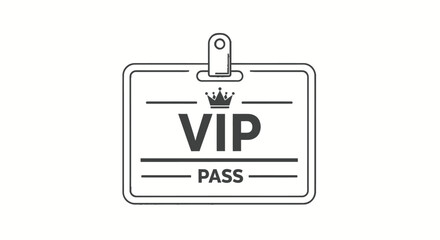 Elegant VIP Pass with Crown Emblem and Horizontal Lines.