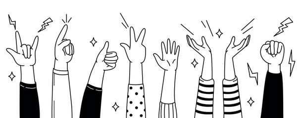 hands set in doodle style