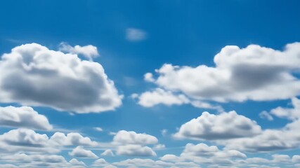 Realistic Cumulus Clouds Floating In A Bright Blue Sky Background