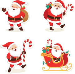 Santa Claus Vector Character Set — Cute Cartoon Christmas Illustrations
