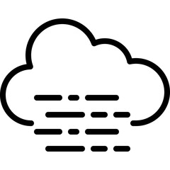 Cloud outline icon with horizontal lines representing fog or mist on a transparent background weather symbol vector illustration