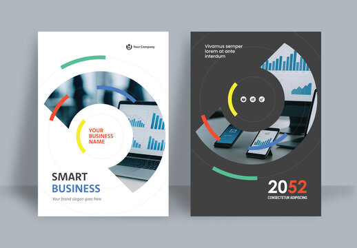 Business Report Cover Template &ndash; Colorful  Geometric Layout (A4)	
