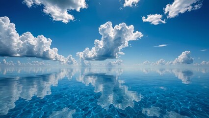 mar y cielo azul con nubes