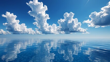 mar y cielo azul con nubes