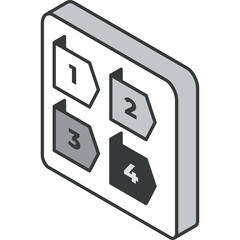 Isometric Icons Representing Content Creation Steps with Numbers 1 2 3 4 on Transparent Background