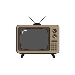 Retro style old television receiver on a white background.