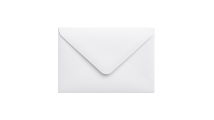 Blank white paper envelopes for mail or correspondence. Isolated on transparent background, png