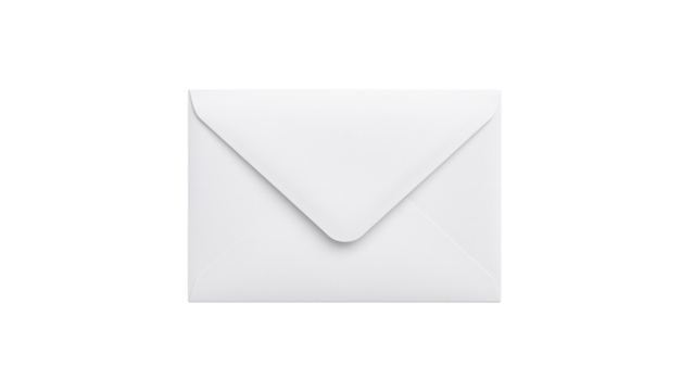 Blank white paper envelopes for mail or correspondence. Isolated on transparent background, png